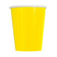 Load image into Gallery viewer, Bright Yellow Solid 9oz FSC Paper Cups, 14ct
