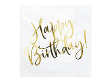 Load image into Gallery viewer, Happy Birthday Gold Foiled Serving Napkins - 33x33cm
