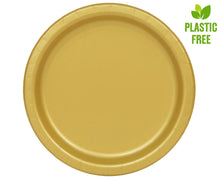 Load image into Gallery viewer, Matte Gold Solid Round 9&quot;FSC Dinner Plates, 16ct
