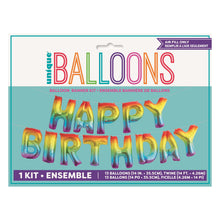 Load image into Gallery viewer, Rainbow Happy Birthday Foil Letter Balloon Banner Kit, 14&quot;
