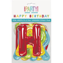 Load image into Gallery viewer, Happy Balloon Birthday Paper Letter Banner, 9 ft, 2pc

