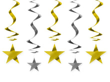 Load image into Gallery viewer, Gold And Silver Foil Star Hanging Decorations 3pk
