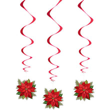 Load image into Gallery viewer, Poinsettia Hanging Decorations x3
