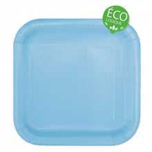 Load image into Gallery viewer, Powder Blue Solid Square 9&quot; FSC Dinner Plates, 14ct
