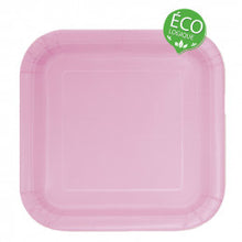 Load image into Gallery viewer, Lovely Pink Solid Square 9&quot; FSC Dinner Plates, 14ct

