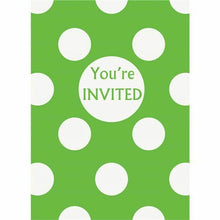 Load image into Gallery viewer, Lime Green &amp; White Polka Dot Card Invitations
