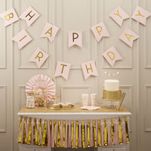 Load image into Gallery viewer, Pink and Gold Foil Happy Birthday Bunting, 2.5M.
