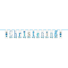 Load image into Gallery viewer, Blue Bunting Christening Block Banner, 7 ft
