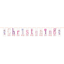 Load image into Gallery viewer, Pink Bunting Christening Block Banner, 7 ft
