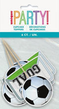 Load image into Gallery viewer, Football Cupcake Toppers 6 CT
