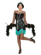 Load image into Gallery viewer, 20s Peacock Flapper Costume, Green &amp; Blue

