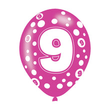 Load image into Gallery viewer, Age 9 Assorted Colours 11&quot; Latex Balloons, 6ct
