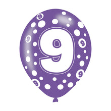 Load image into Gallery viewer, Age 9 Assorted Colours 11&quot; Latex Balloons, 6ct
