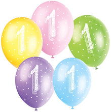 Load image into Gallery viewer, Age 1 Latex Balloons 12&quot; - 5ct
