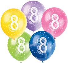 Load image into Gallery viewer, Number 8 12&quot; Latex Balloons, 5ct
