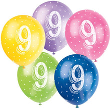 Load image into Gallery viewer, Number 9 12&quot; Latex Balloons, 5ct
