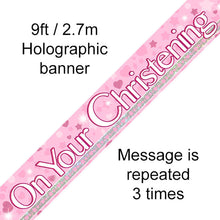 Load image into Gallery viewer, On Your Christening 9ft Holographic Banner
