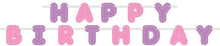 Load image into Gallery viewer, Happy Birthday Letter Banner, Pastel Pink &amp; Purple, 2.74m
