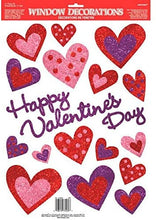 Load image into Gallery viewer, Valentine Glitter Vinyl Window Hearts, 17pcs
