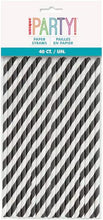 Load image into Gallery viewer, Black Striped Paper Straws, 40ct
