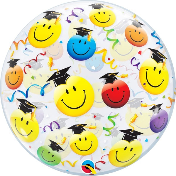 Grad Smiley's & Caps, Bubble Balloon, 22