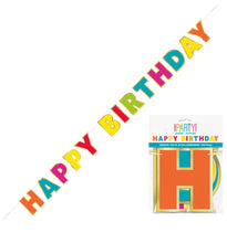 Load image into Gallery viewer, Gold Foil &amp; Rainbow Happy Birthday Banner, 7.25 ft
