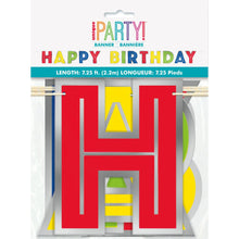 Load image into Gallery viewer, Silver Foil &amp; Rainbow Happy Birthday Banner, 7.25 ft
