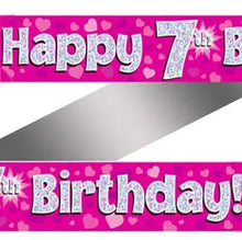 Load image into Gallery viewer, 7th Birthday Pink Holographic Banner 2.7m
