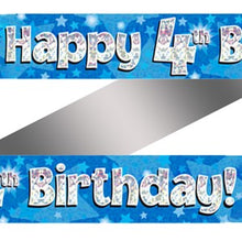 Load image into Gallery viewer, Age 4 Holographic Blue Foil Banner 2.7m
