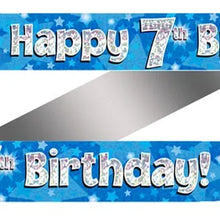 Load image into Gallery viewer, 7th Birthday Blue Holographic Banner 2.7m
