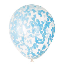 Load image into Gallery viewer, Clear Latex Balloons with Powder Blue Heart-Shaped Confetti 16&quot;, 5ct
