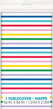 Load image into Gallery viewer, Primary Striped Plastic Tablecover - 54&quot; x 84&quot;
