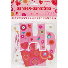 Load image into Gallery viewer, Hearts in Bloom, Pink Happy Valentines Day Banner, 1.87M
