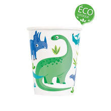 Load image into Gallery viewer, Blue &amp; Green Dinosaur 9oz FSC Paper Cups, 8ct

