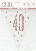 Load image into Gallery viewer, Glitz Rose Gold Prismatic Plastic Flag Banner &#39;40&#39;

