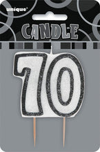 Load image into Gallery viewer, Glitz Black Numeral Birthday Candle 70
