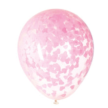 Load image into Gallery viewer, Clear Latex Balloons with Pink Heart-Shaped Confetti 16&quot;, 5ct
