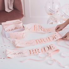 Load image into Gallery viewer, Ginger Ray Pink &amp; Rose Gold Team Bride Hen Party Sashes 6 Pack
