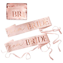 Load image into Gallery viewer, Ginger Ray Pink &amp; Rose Gold Team Bride Hen Party Sashes 6 Pack
