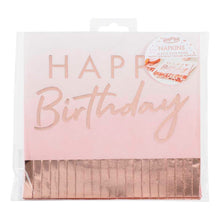 Load image into Gallery viewer, Rose Gold &amp; Pink Ombre Fringe Paper Napkins
