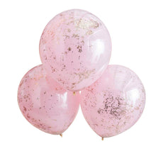 Load image into Gallery viewer, Double Layered Pink and Rose Gold Confetti Balloons
