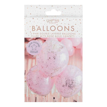 Load image into Gallery viewer, Double Layered Pink and Rose Gold Confetti Balloons
