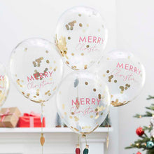 Load image into Gallery viewer, Merry Christmas Confetti Balloons With 5 Multicoloured Light Bulb Balloon Tails
