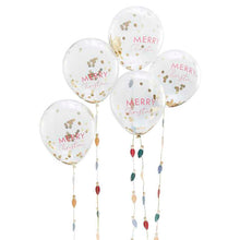 Load image into Gallery viewer, Merry Christmas Confetti Balloons With 5 Multicoloured Light Bulb Balloon Tails
