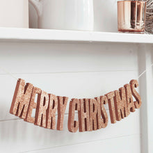 Load image into Gallery viewer, Rose Gold Glitter Wooden Merry Christmas Bunting
