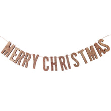 Load image into Gallery viewer, Rose Gold Glitter Wooden Merry Christmas Bunting
