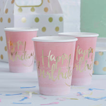 Load image into Gallery viewer, Ginger Ray Gold Foiled Pink Ombre Paper Cups
