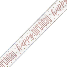 Load image into Gallery viewer, &quot;Happy Birthday&quot; Glitz Rose Gold Foil Banner (9ft)
