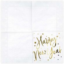 Load image into Gallery viewer, Happy New Year White Gold Foiled Napkins
