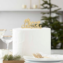Load image into Gallery viewer, Ginger Ray Merry Christmas Gold Acrylic Cake Topper
